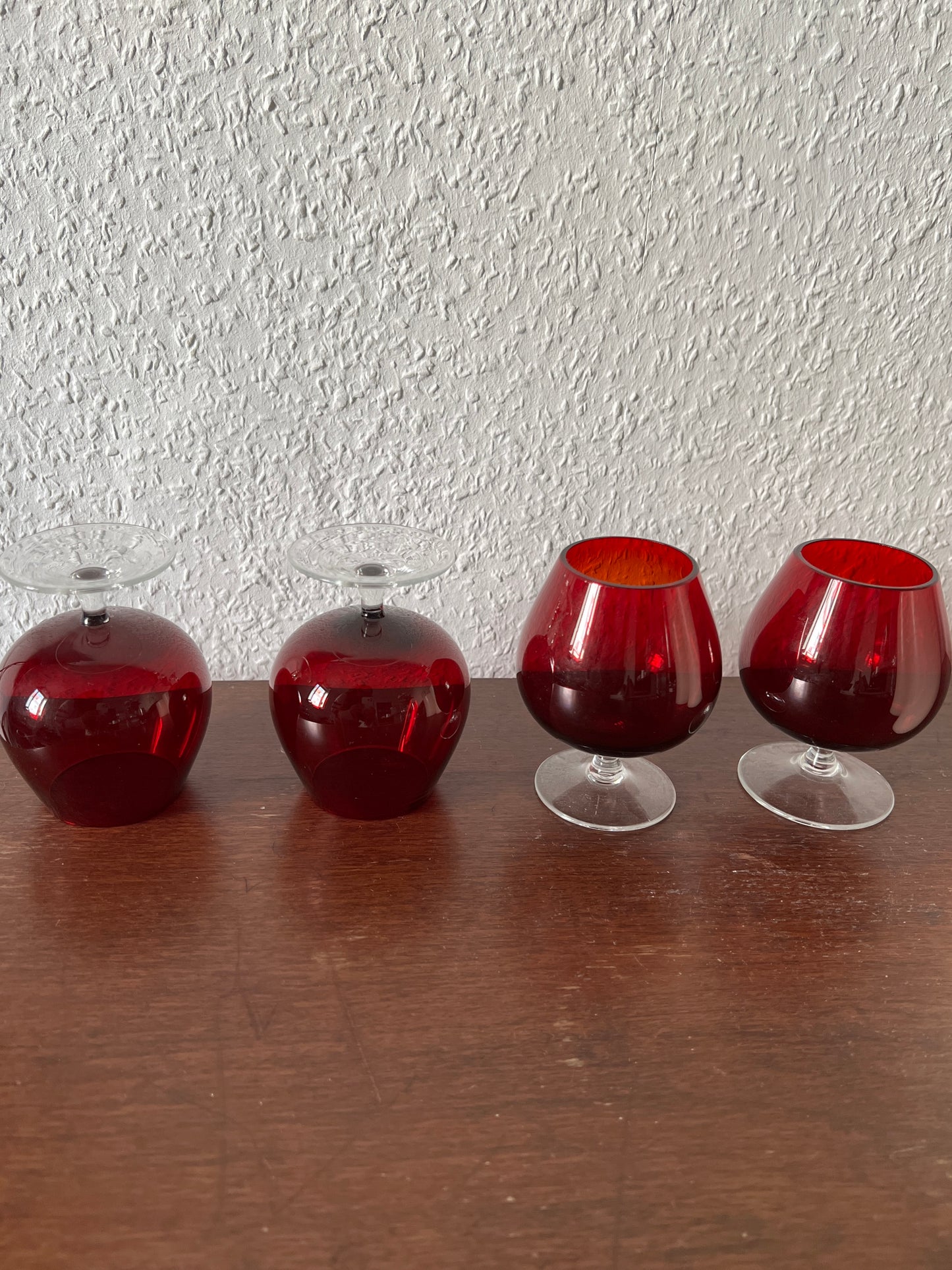 4er Set Vintage Bowlegläser rot Mid Century Luminarc Ähnlich