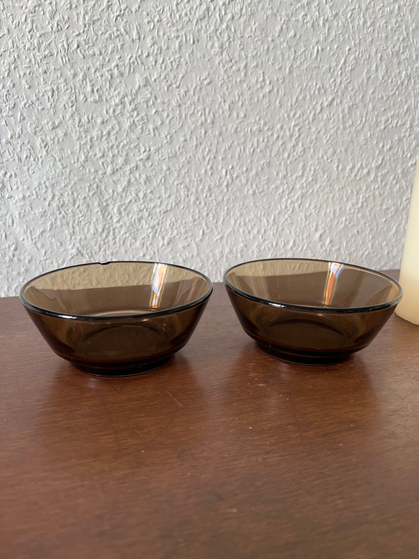 Vereco France Kleine Glasschüsseln 2er Set Braun France Vintage 80er