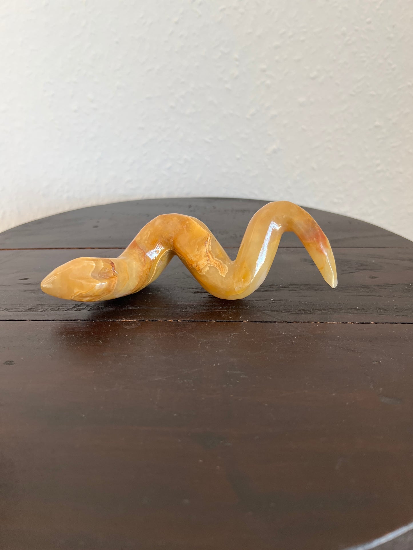 Onyx Schlange Orange Marmor Figur Skulptur Vintage Mid-Century Modern