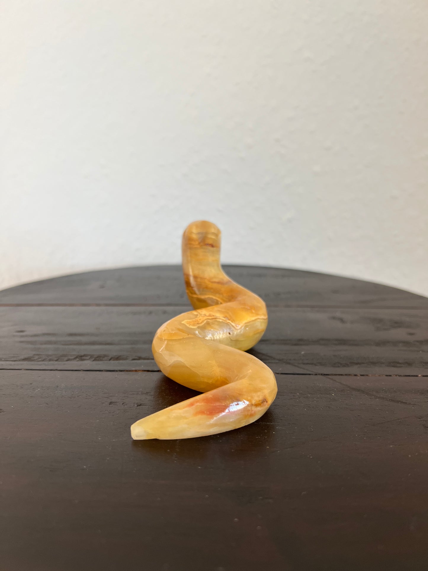 Onyx Schlange Orange Marmor Figur Skulptur Vintage Mid-Century Modern