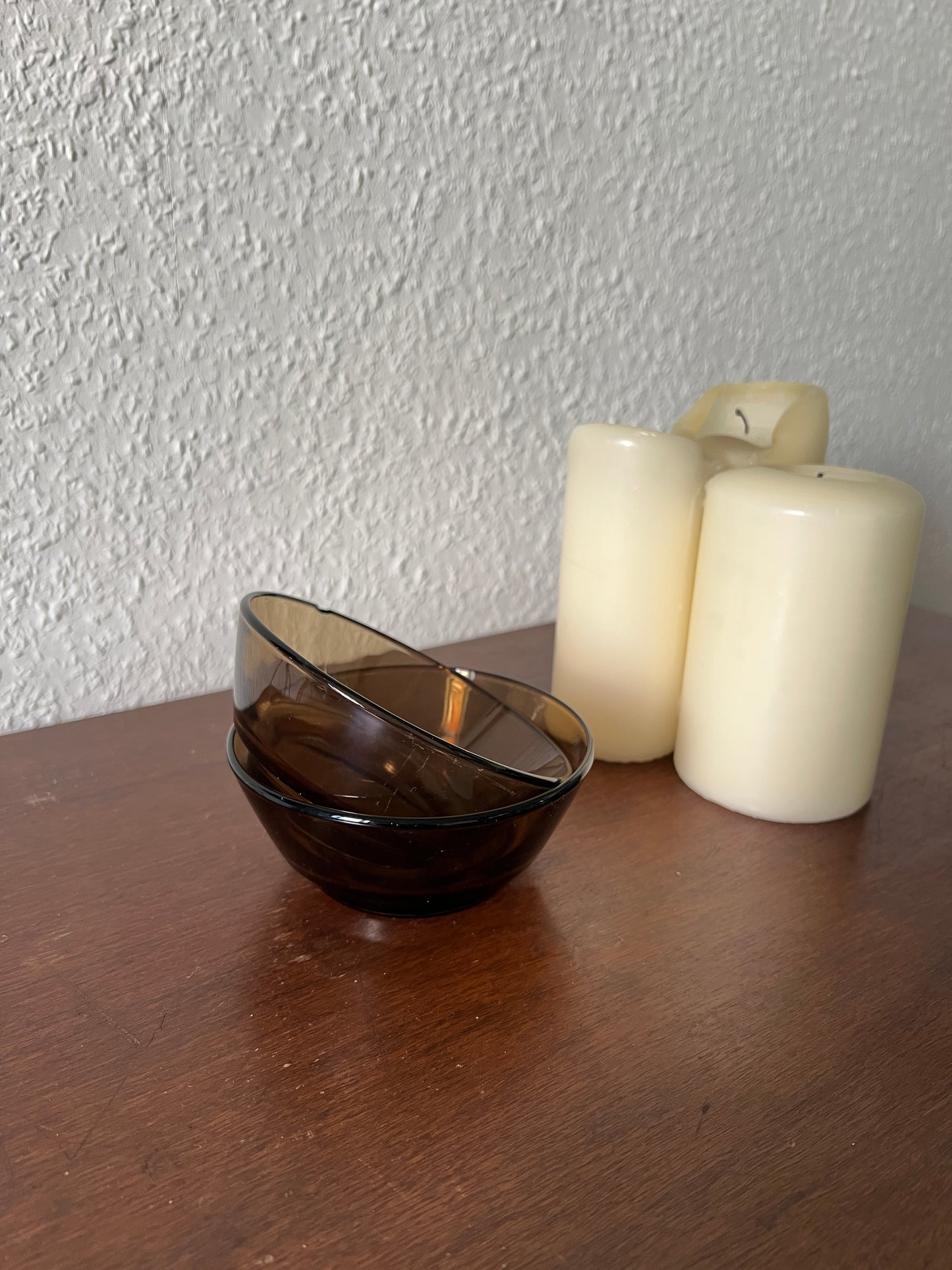 Vereco France Kleine Glasschüsseln 2er Set Braun France Vintage 80er
