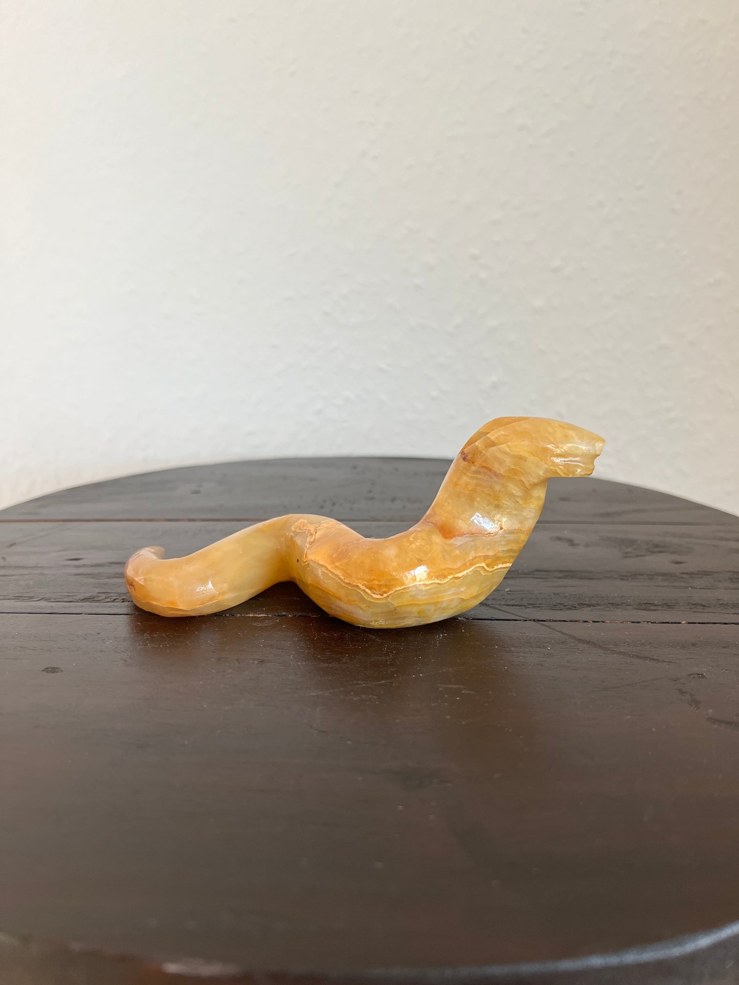 Onyx Schlange Orange Marmor Figur Skulptur Vintage Mid-Century Modern