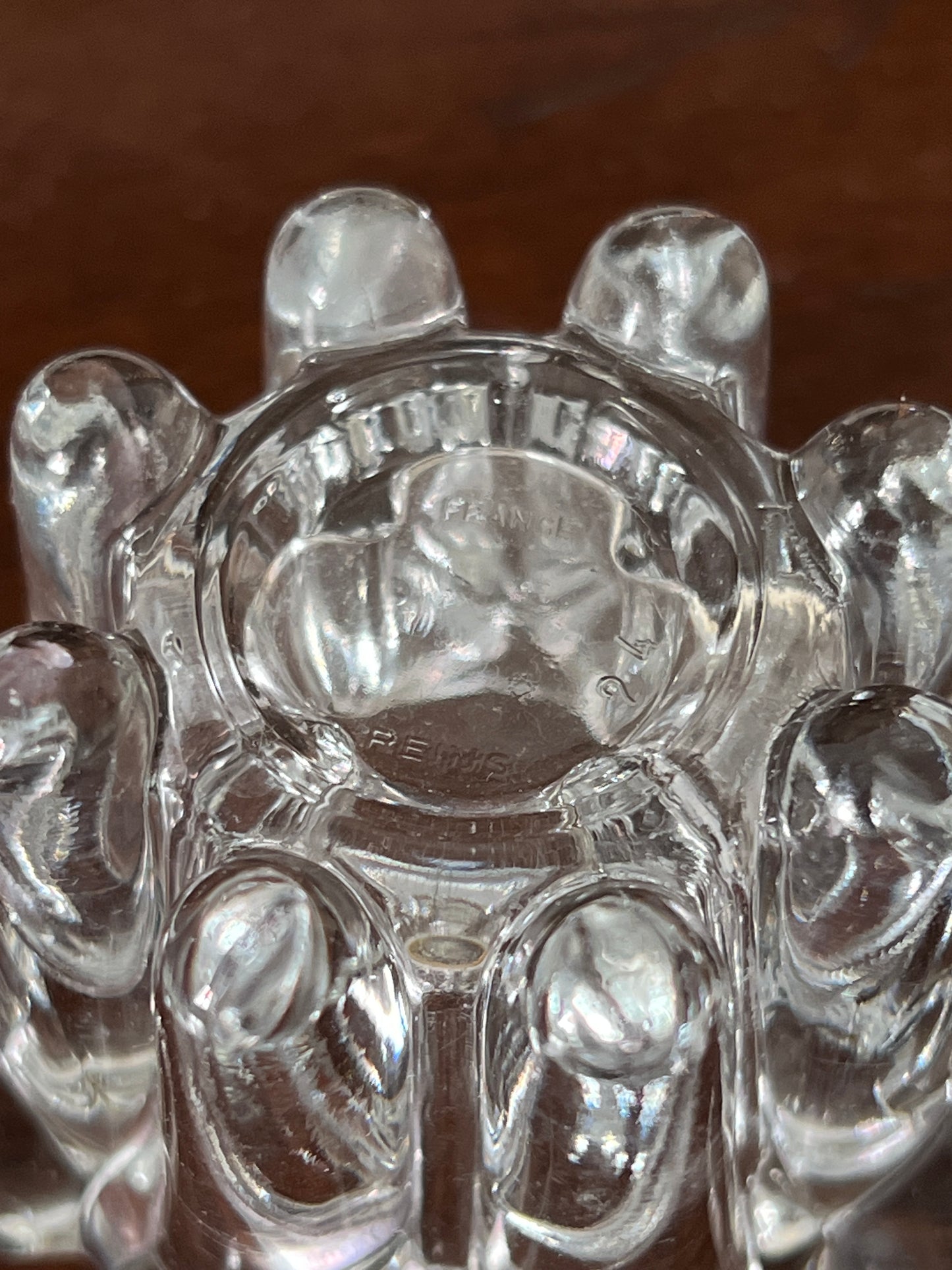 VMC Reims France Kerzenhalter Teelichthalter Bubble Klarglas Vintage 1970/80er