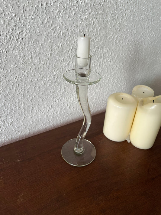 Leonardo Curvy Glas Kerzenständer Kerzenhalter Vintage Germany 1980er