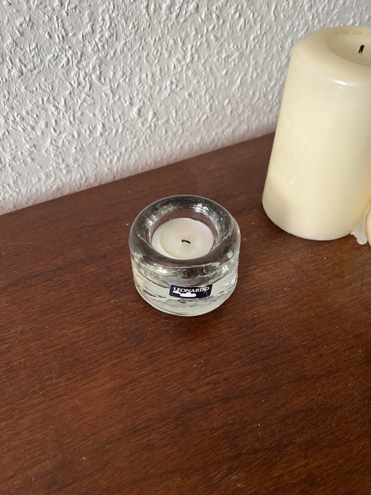 Leonardo Teelichthalter Kerzenhalter Dickes Klarglas Vintage MCM