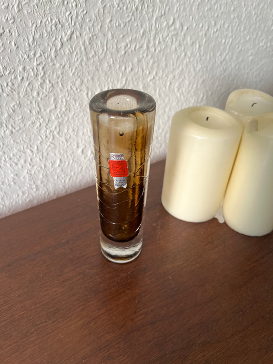 Schott Zwiesel dicke Glasvase Studioglas braun zylindrisch 70er Vintage