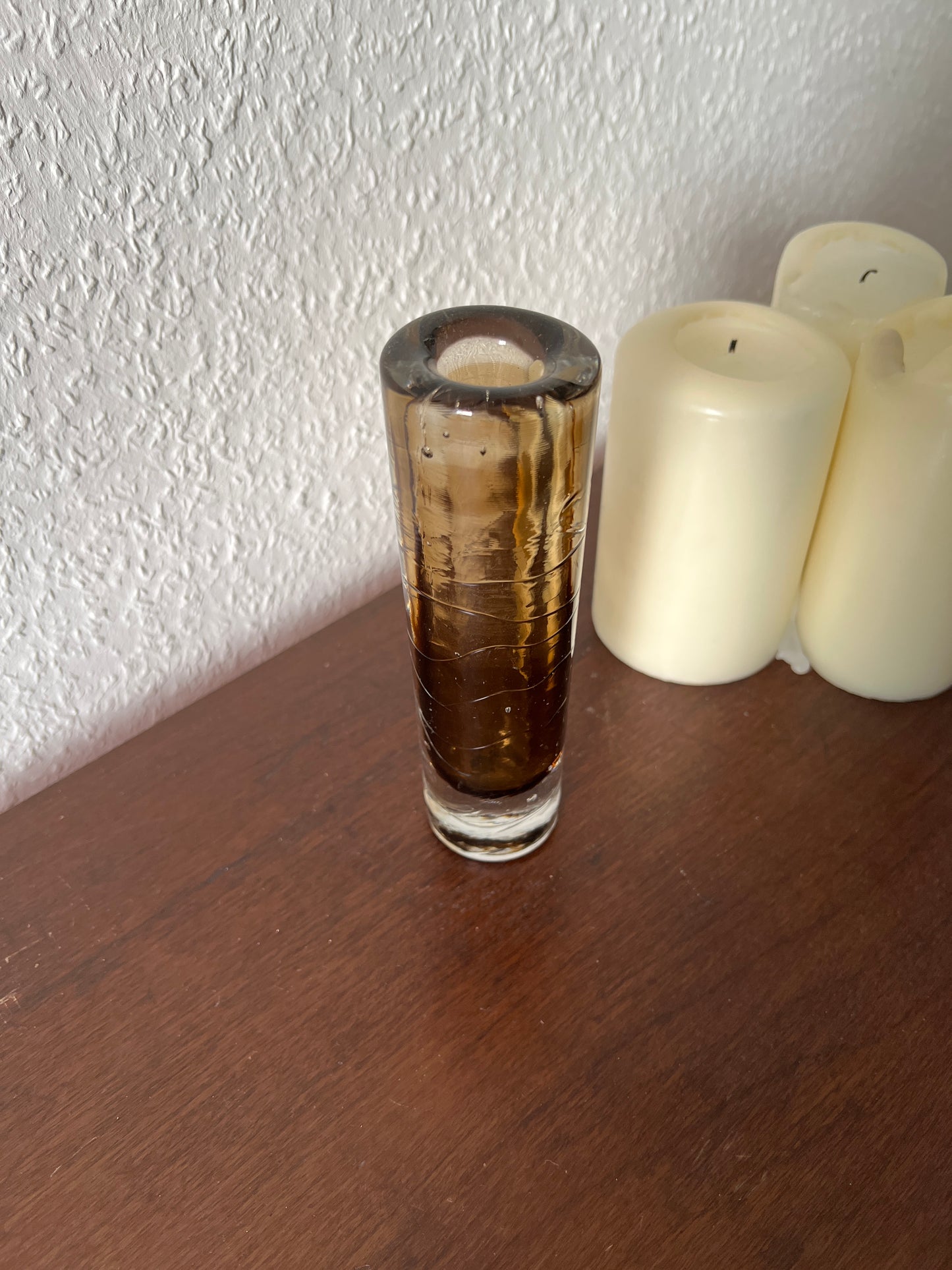Schott Zwiesel dicke Glasvase Studioglas braun zylindrisch 70er Vintage