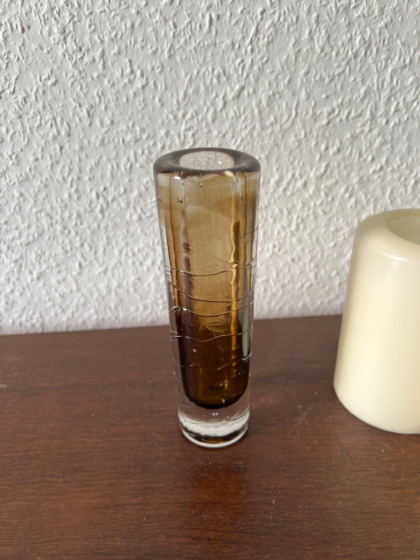 Schott Zwiesel dicke Glasvase Studioglas braun zylindrisch 70er Vintage