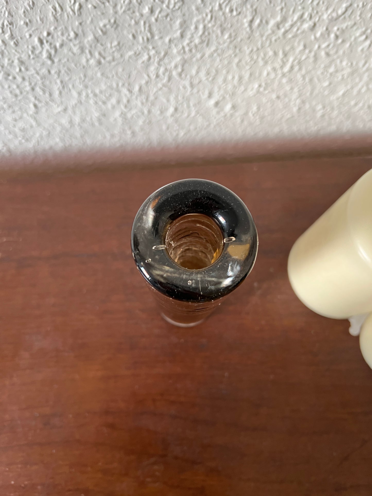 Schott Zwiesel dicke Glasvase Studioglas braun zylindrisch 70er Vintage