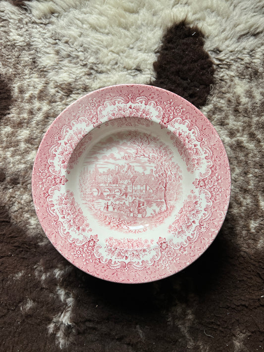 English Ironstone Tableware Suppenteller Rot & Weiß