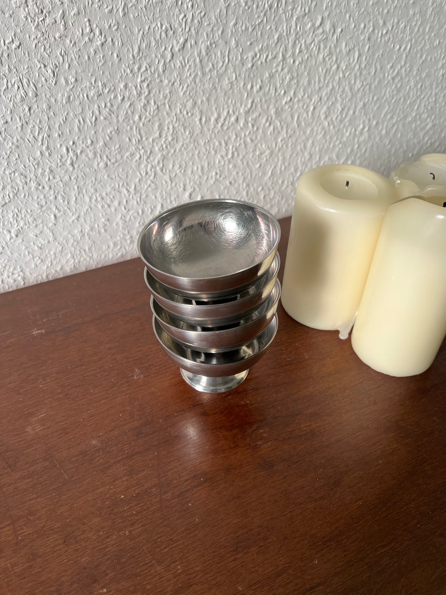 4er Set Dessertschalen Edelstahl 18/8 Stainless Steel französische Champagnergläser Eiscremebecher Dekoration MCM
