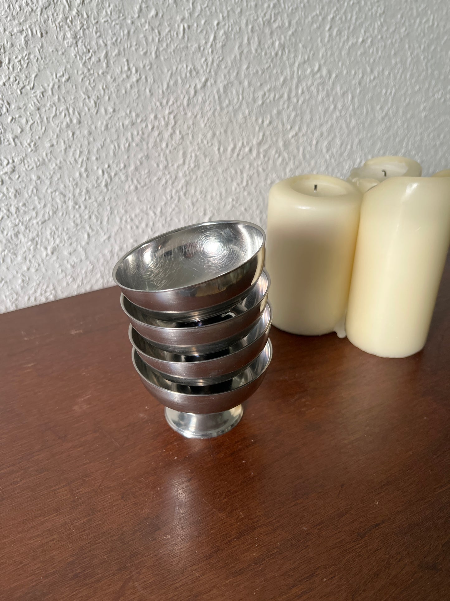 4er Set Dessertschalen Edelstahl 18/8 Stainless Steel französische Champagnergläser Eiscremebecher Dekoration MCM