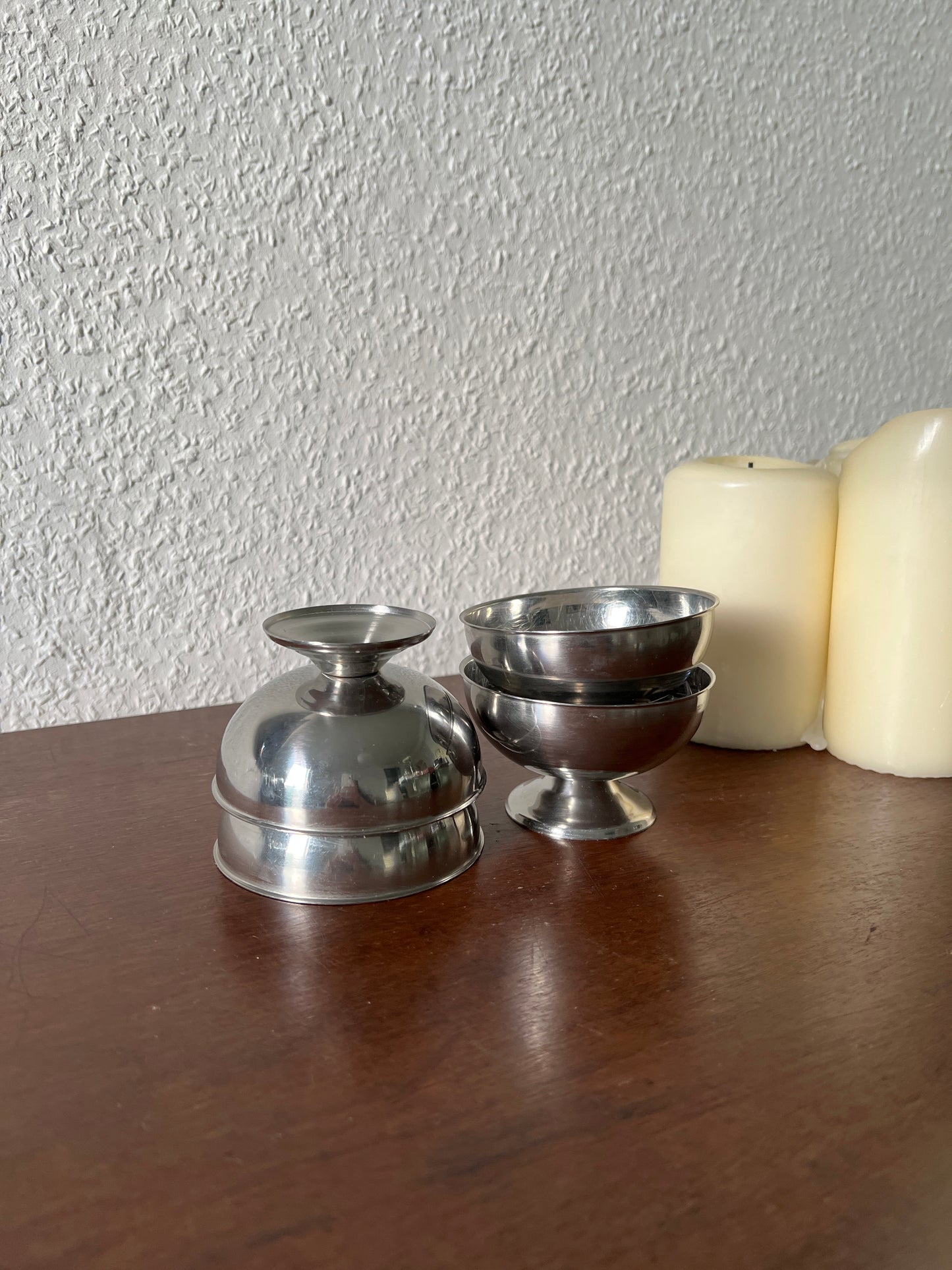 4er Set Dessertschalen Edelstahl 18/8 Stainless Steel französische Champagnergläser Eiscremebecher Dekoration MCM