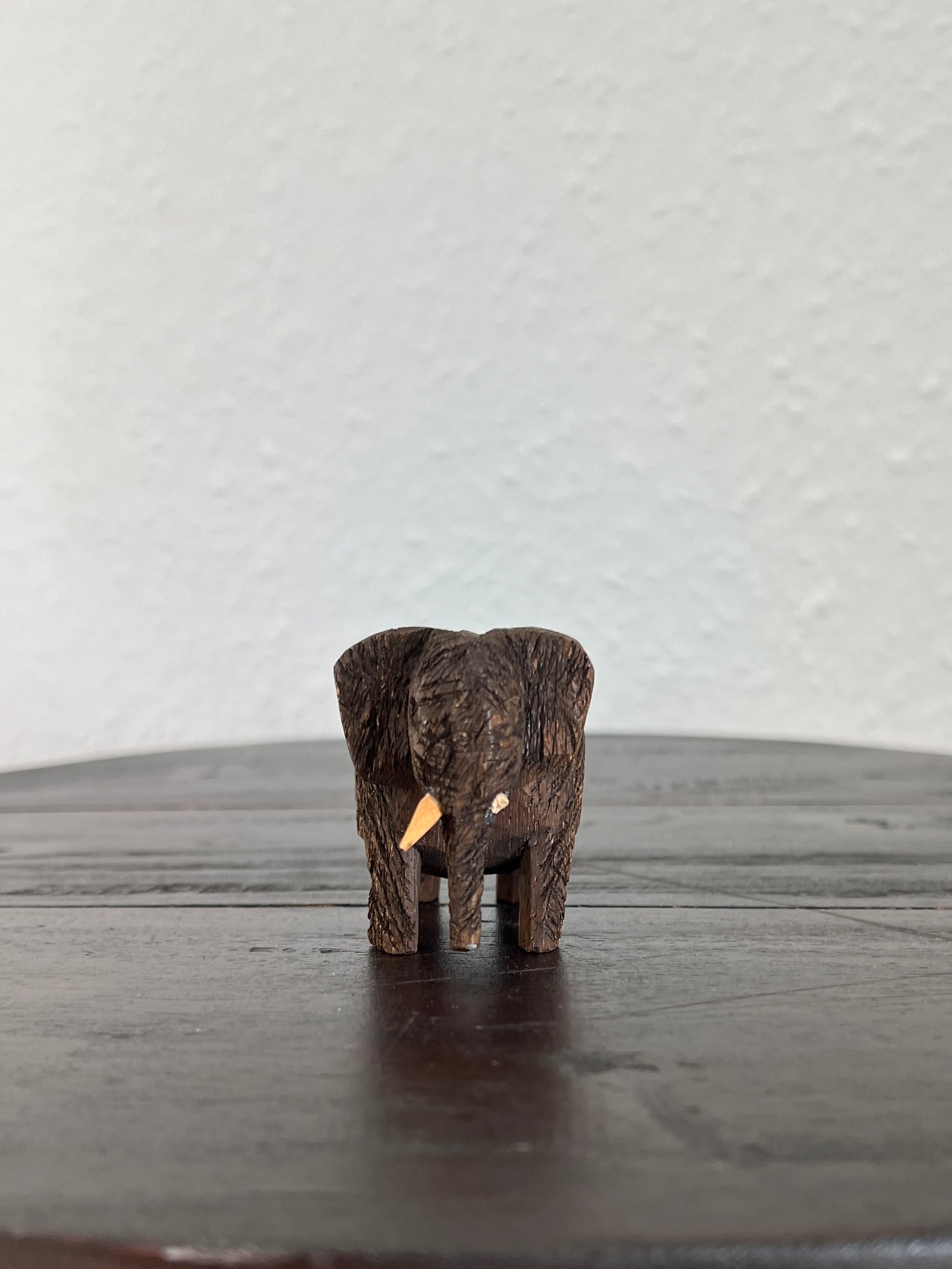 Elefant Holzfigur Braun Klein Vintage Handmade Afrikanisch Skulptur