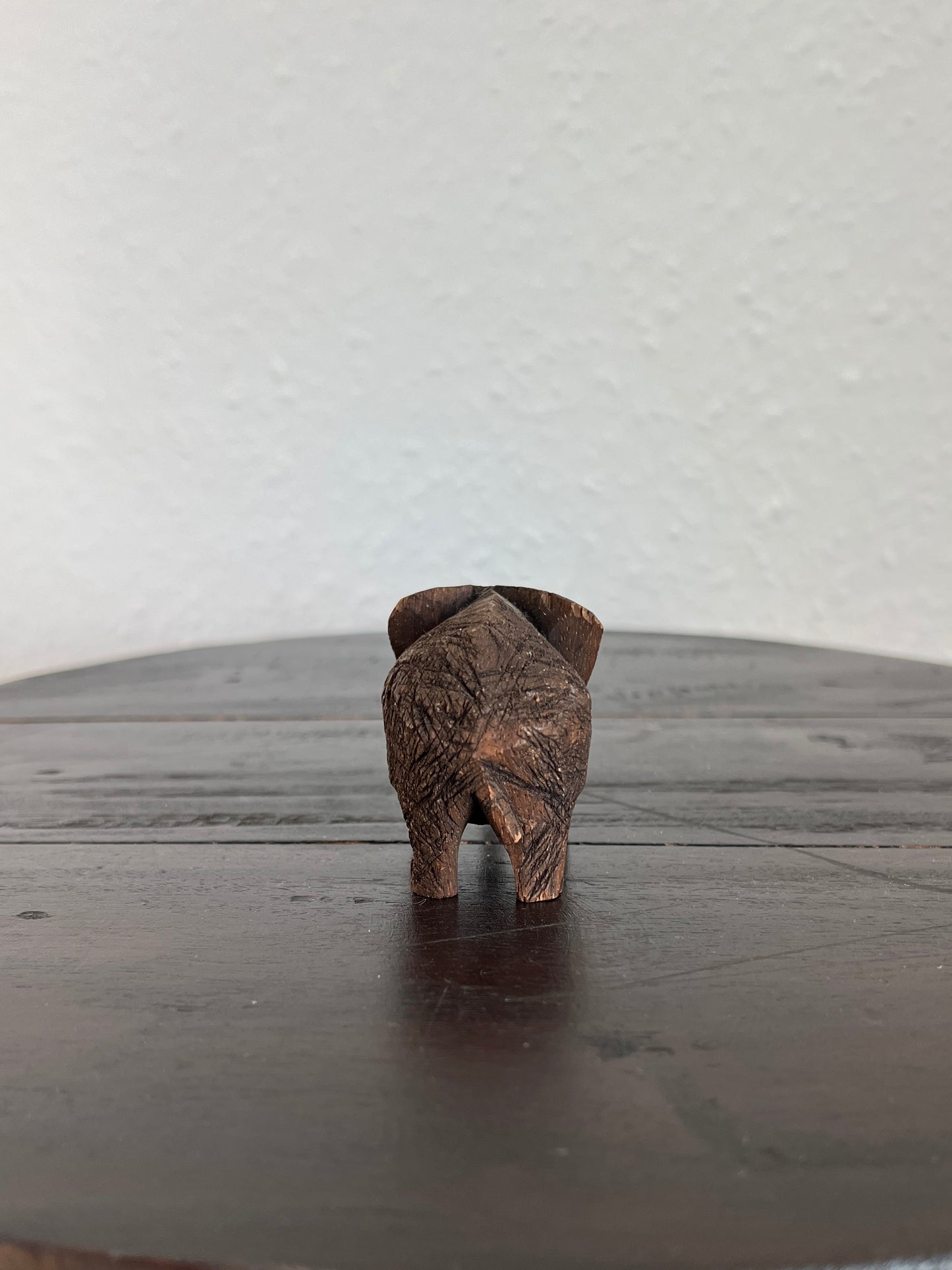 Elefant Holzfigur Braun Klein Vintage Handmade Afrikanisch Skulptur