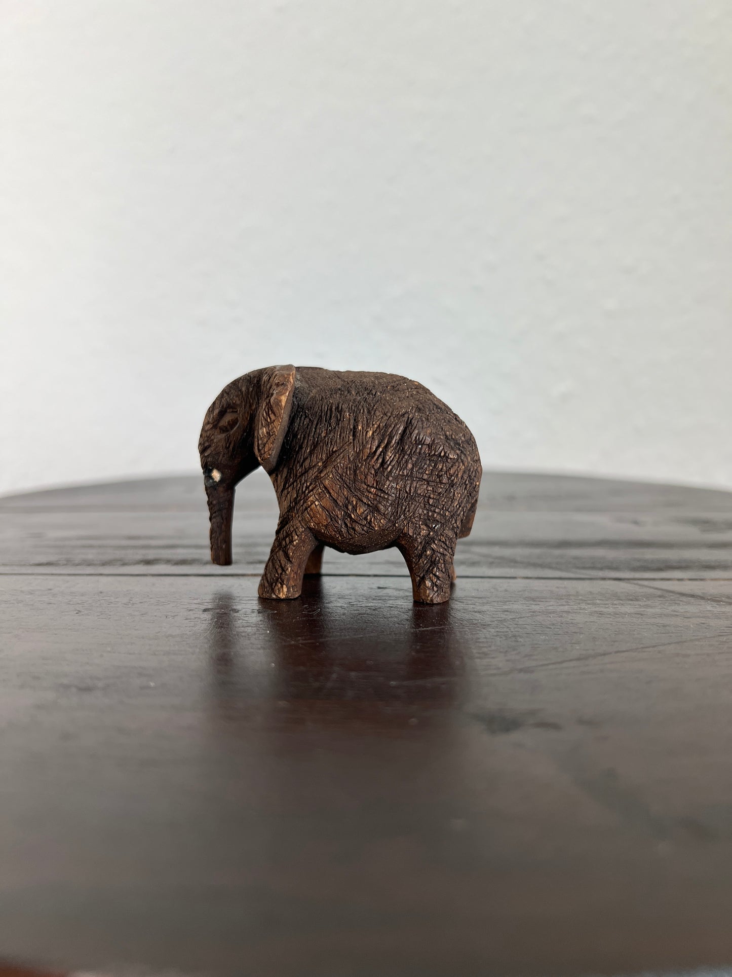 Elefant Holzfigur Braun Klein Vintage Handmade Afrikanisch Skulptur
