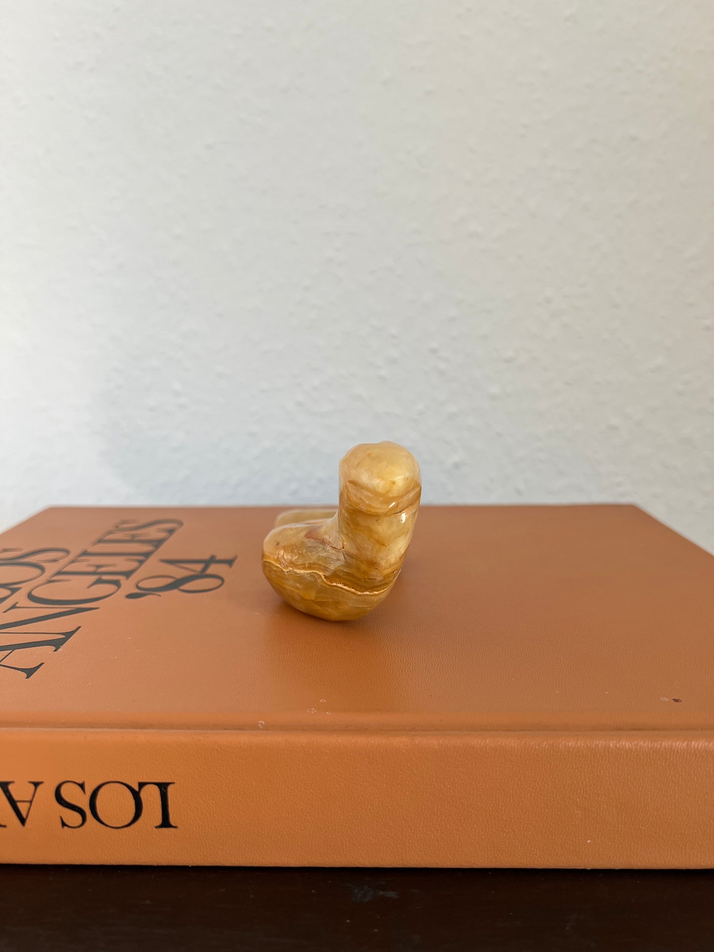Onyx Schlange Orange Marmor Figur Skulptur Vintage Mid-Century Modern