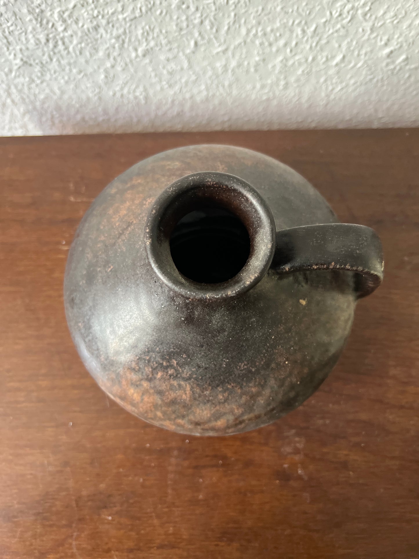 Große Ruscha Art Handmade '303-2' Keramik Vase Braun Krug Henkel Vintage 60er/70er Mid Century