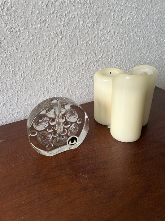 Walther-Design Solifleur Block Glasstein Vase Rund Bubble Blasen 70er Vintage MCM