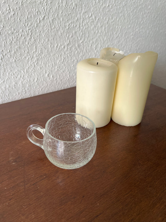 Klares Bowleglas Craquelé-Effekt Struktur Tasse Vintage MCM