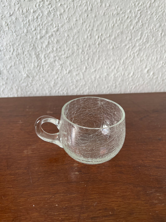 Klares Bowleglas Craquelé-Effekt Struktur Tasse Vintage MCM