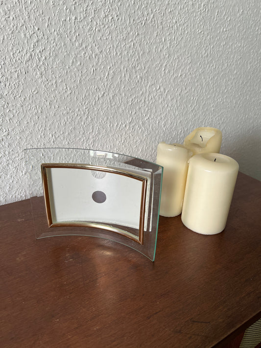 Erno Glas Bilderrahmen Fotorahmen messing-/goldfarbig gebogen quer Vintage 90s