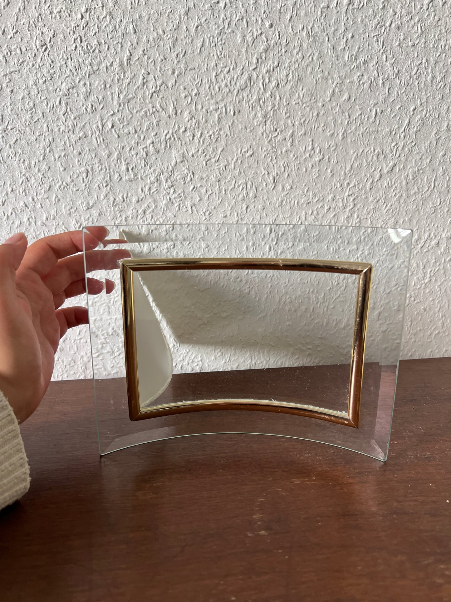 Erno Glas Bilderrahmen Fotorahmen messing-/goldfarbig gebogen quer Vintage 90s