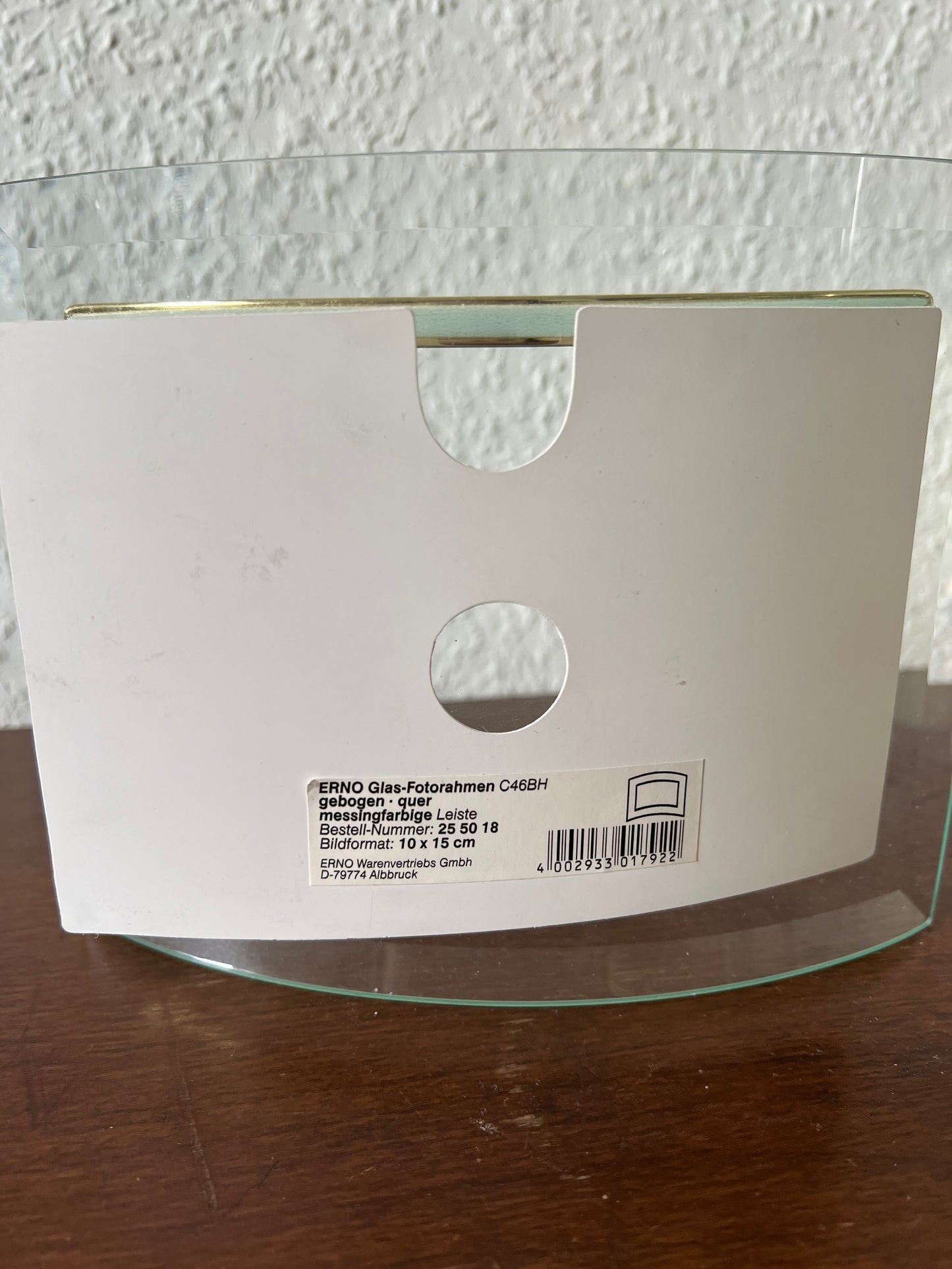 Erno Glas Bilderrahmen Fotorahmen messing-/goldfarbig gebogen quer Vintage 90s