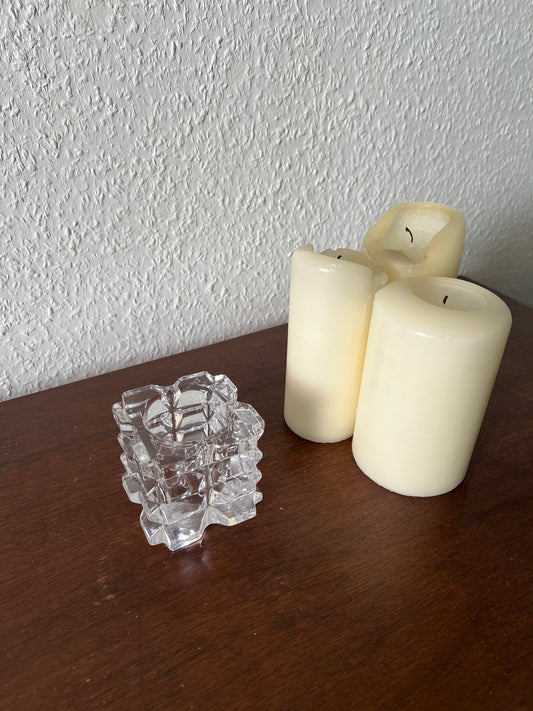 Tipperary Crystal Skellig Irland Kristallglas Kerzenhalter Teelicht Würfel Struktur Vintage 70er/80er MCM
