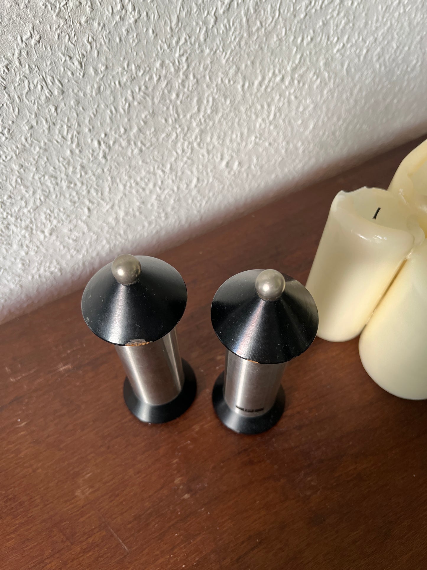 Zassenhaus Salz und Pfeffermühle Silber Edelstahl Schwarz Vintage 80er Midcentury Modern