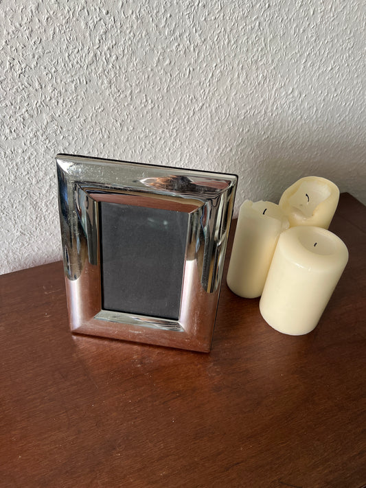 Bilderrahmen Chrom versilbertes Metall Glas Samt Vintage Italien 70s/80s