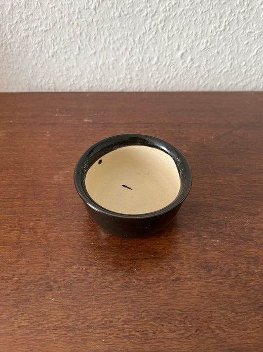 Small pottery bowl black and white storage vintage