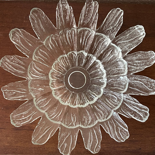 Alwe crystal glass Regenhütte mouth-blown bowl flower shape transparent vintage 70s/80s
