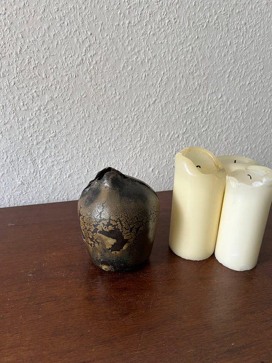 Knospe Vase Keramik Braun Handgemacht Vintage Wabisabi