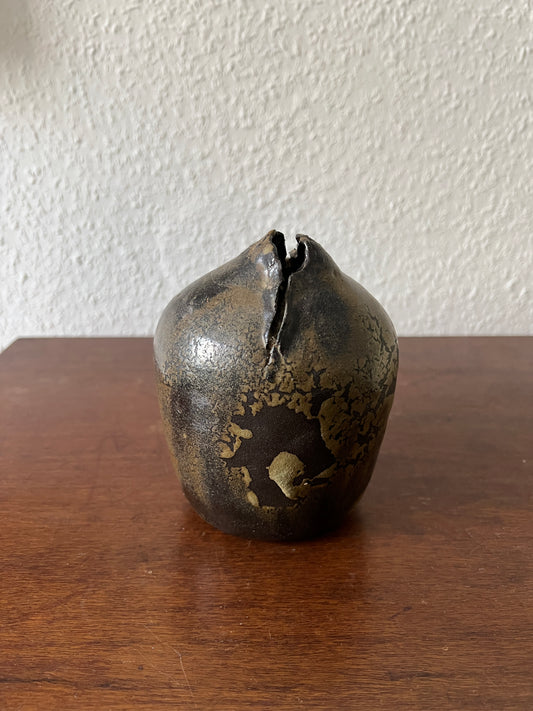 Knospe Vase Keramik Braun Handgemacht Vintage Wabisabi