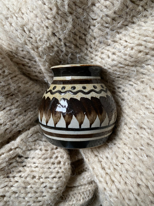 Kleines Keramik Töpfchen Vase Braun Handgemacht