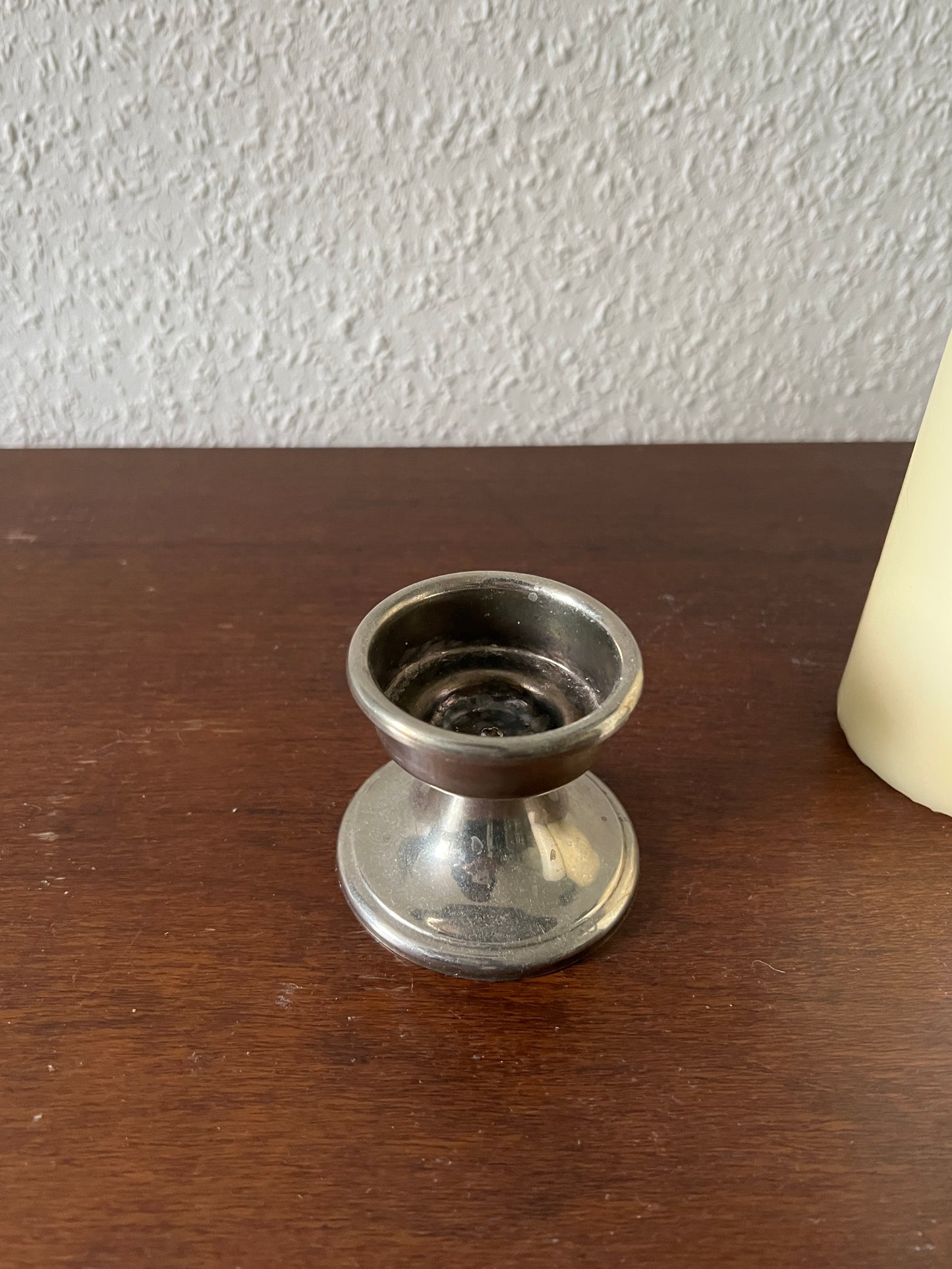 Kerzenhalter Silber Klein Metall Vintage Mid-Century Modern