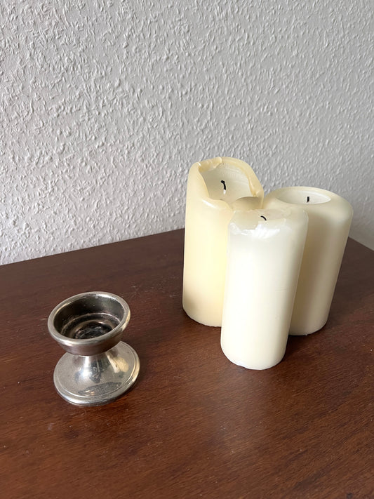 Kerzenhalter Silber Klein Metall Vintage Mid-Century Modern