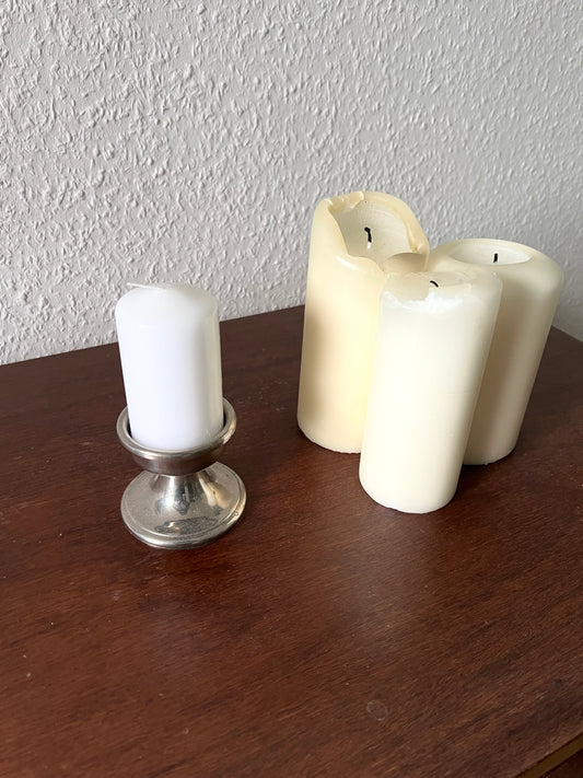 Kerzenhalter Silber Klein Metall Vintage Mid-Century Modern