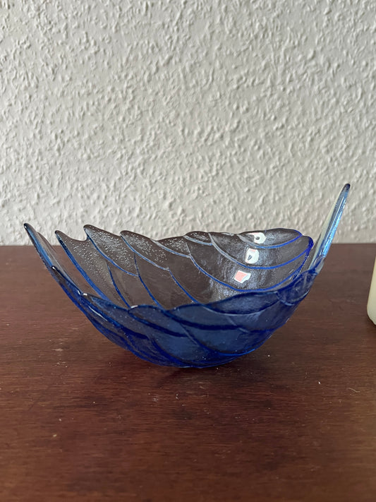 Blaue Blattförmige Glasschale Servierschale Aufbewahrung