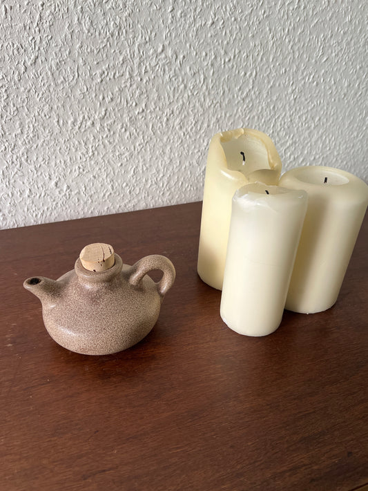 Ölkännchen Keramik Handmade Braun Vintage Steingut