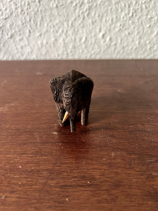 Elefant Holzfigur Braun Klein Vintage geschnitzt Handmade Afrikanisch Skulptur