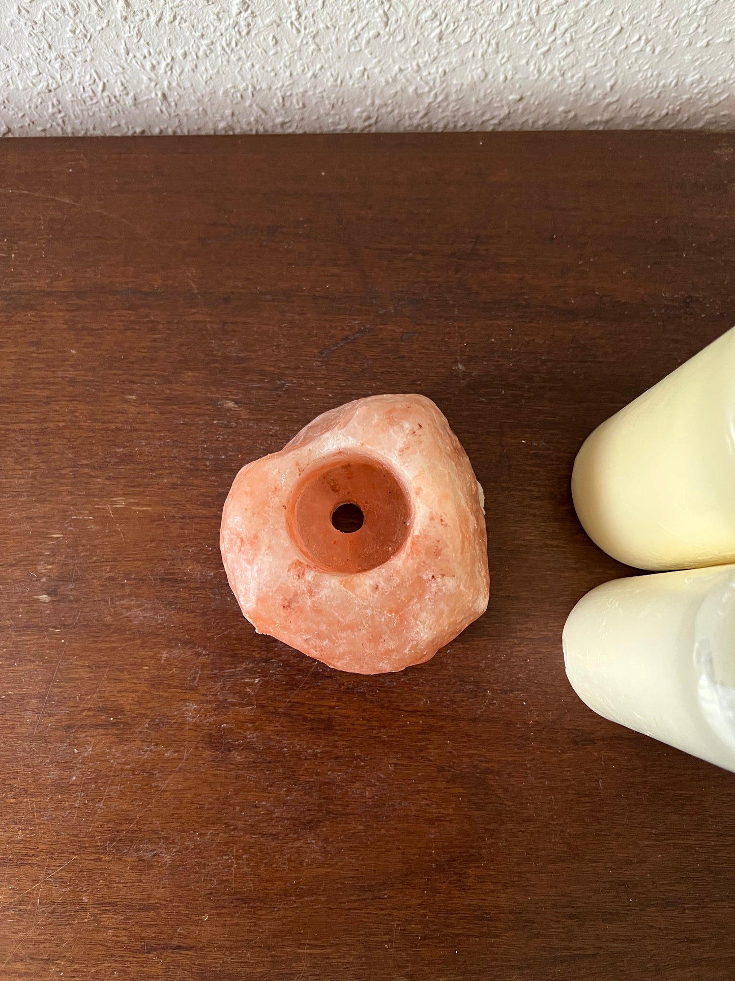Salt Stone Tealight Holder Natural Himalayan Small Pink Midcentury Modern